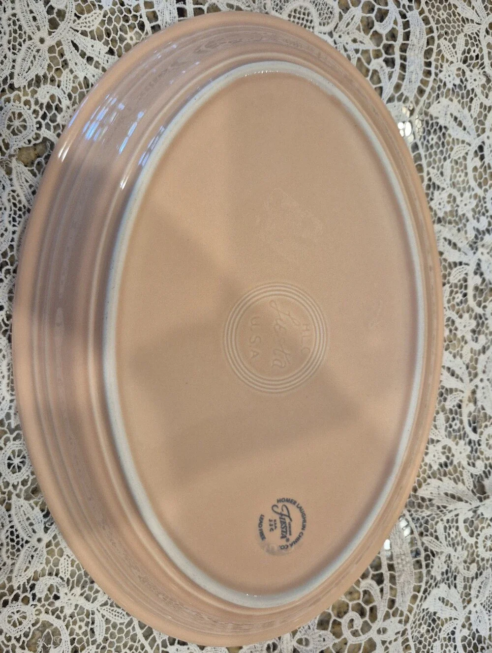 Vintage Fieataware Peach Ceramic Serving Platter - Elegant Home Dining Platter